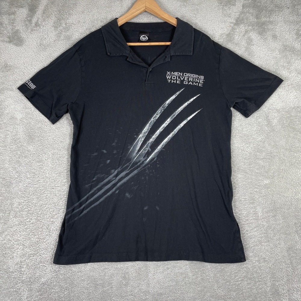 X-Men Origins Wolverine The Game Polo Mens XL Black Y2K Video Game Promo Marvel